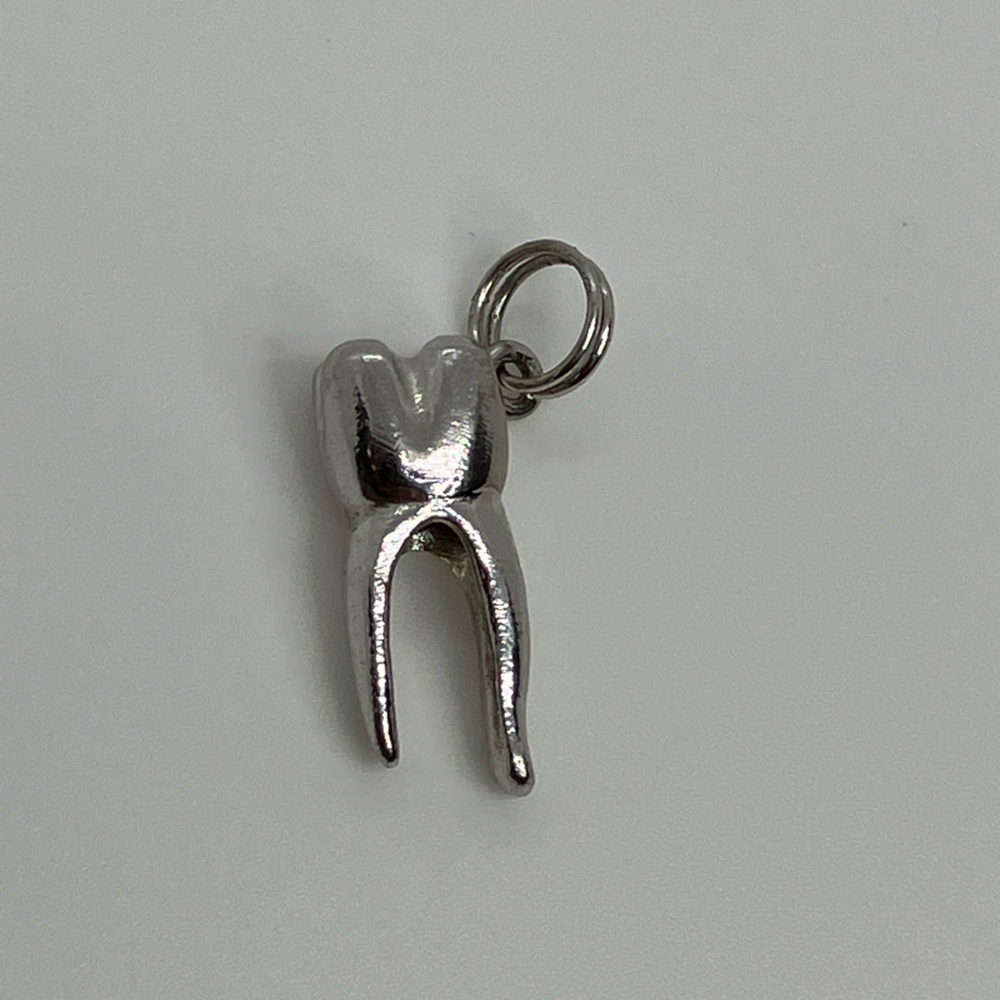 Vtg 925 Sterling Silver Tooth Dentist Orthodontist Theme Charm / Pendant